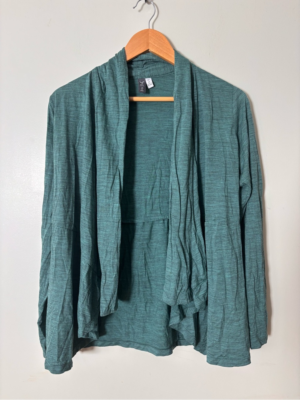 ibex Open-Front green/blue heathered Cardigan size M